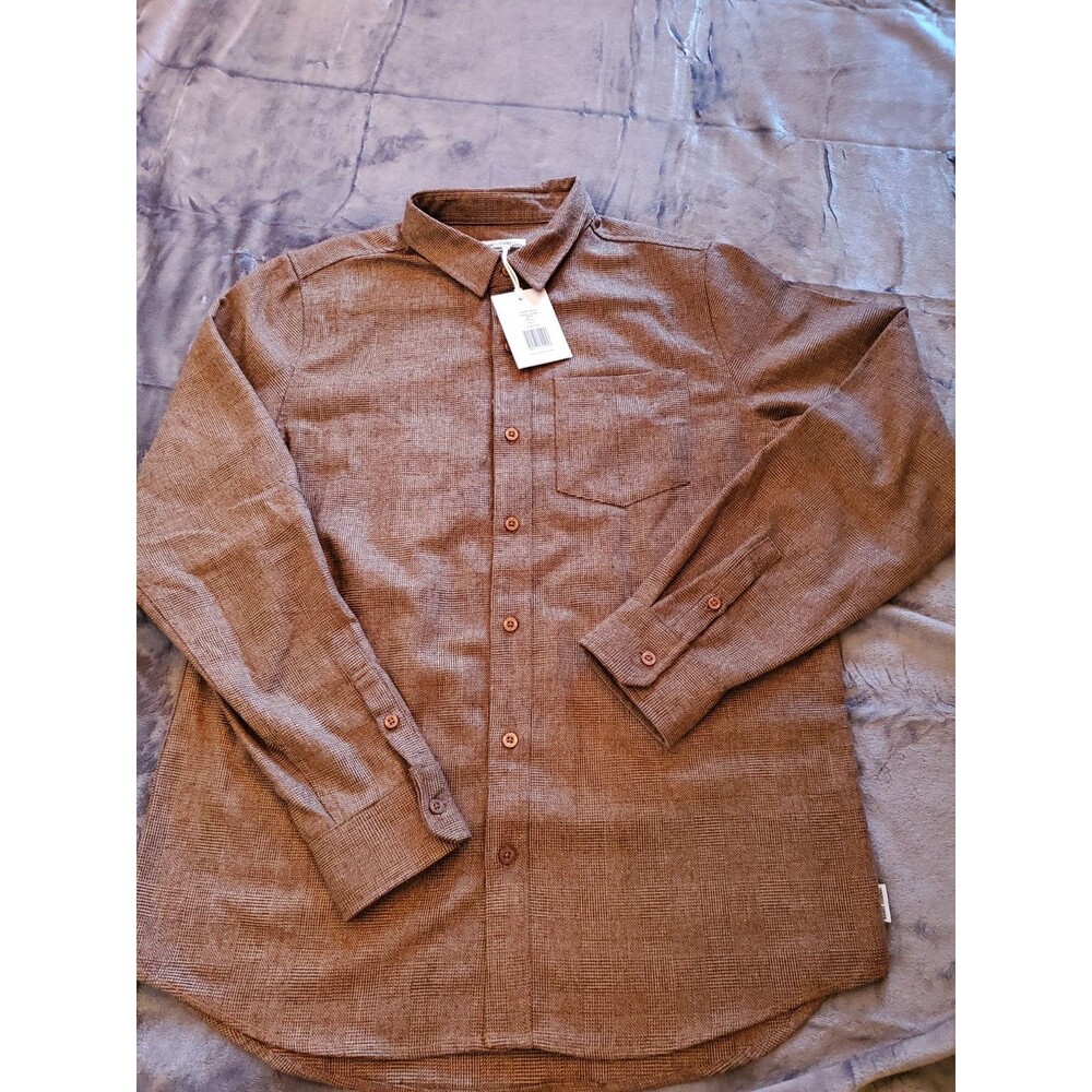 NWT BANKS JOURNAL Men's  Button Up  Therald Shirt Small Walnut 20% Wool Classic